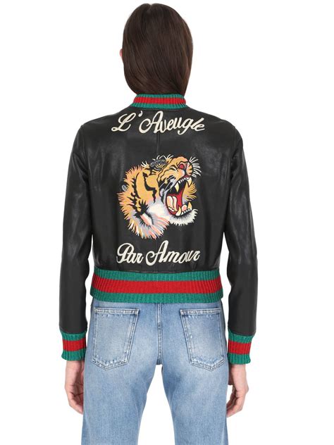 replica womens gucci bomber jacket|gucci tiger bomber jacket.